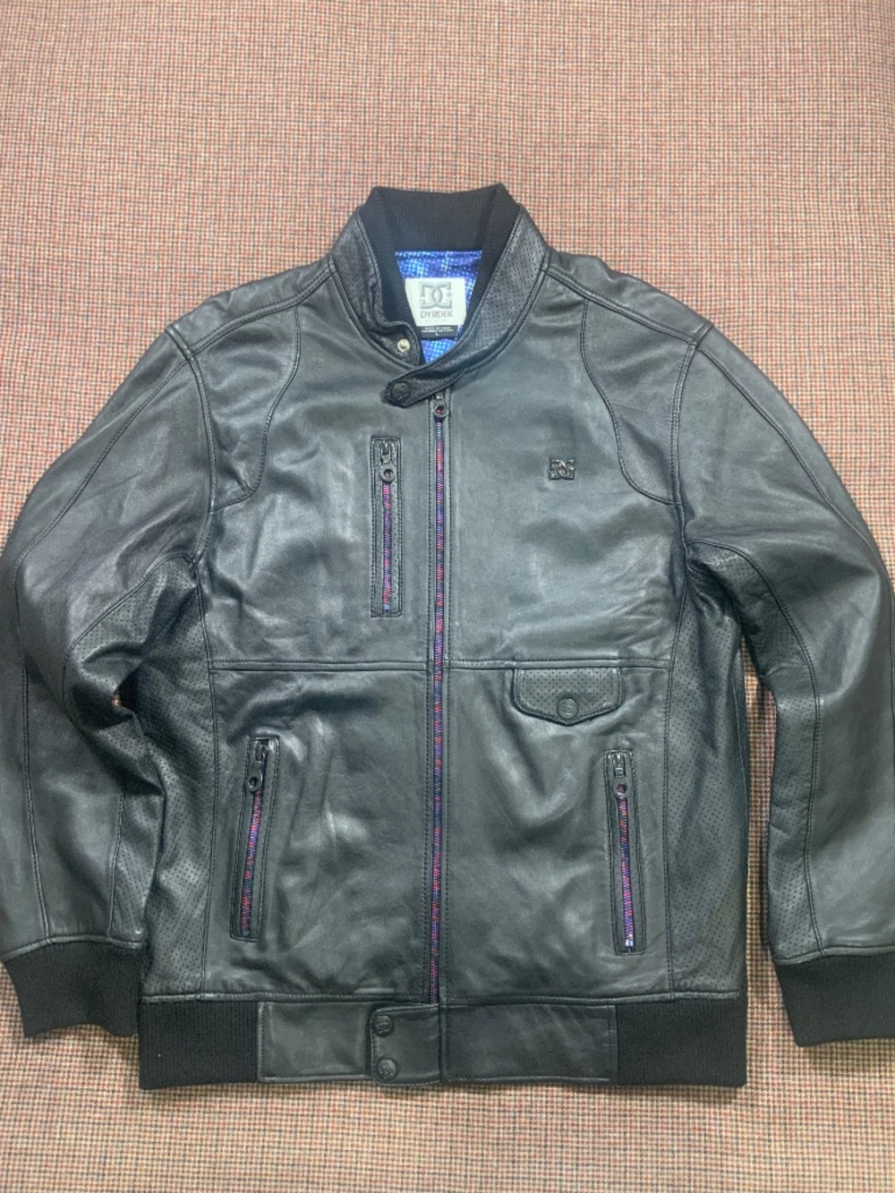 2009 DC Shoes ROB DYRDEK Collection Leather Jacket Sz Large L Skate Vintage Y2K